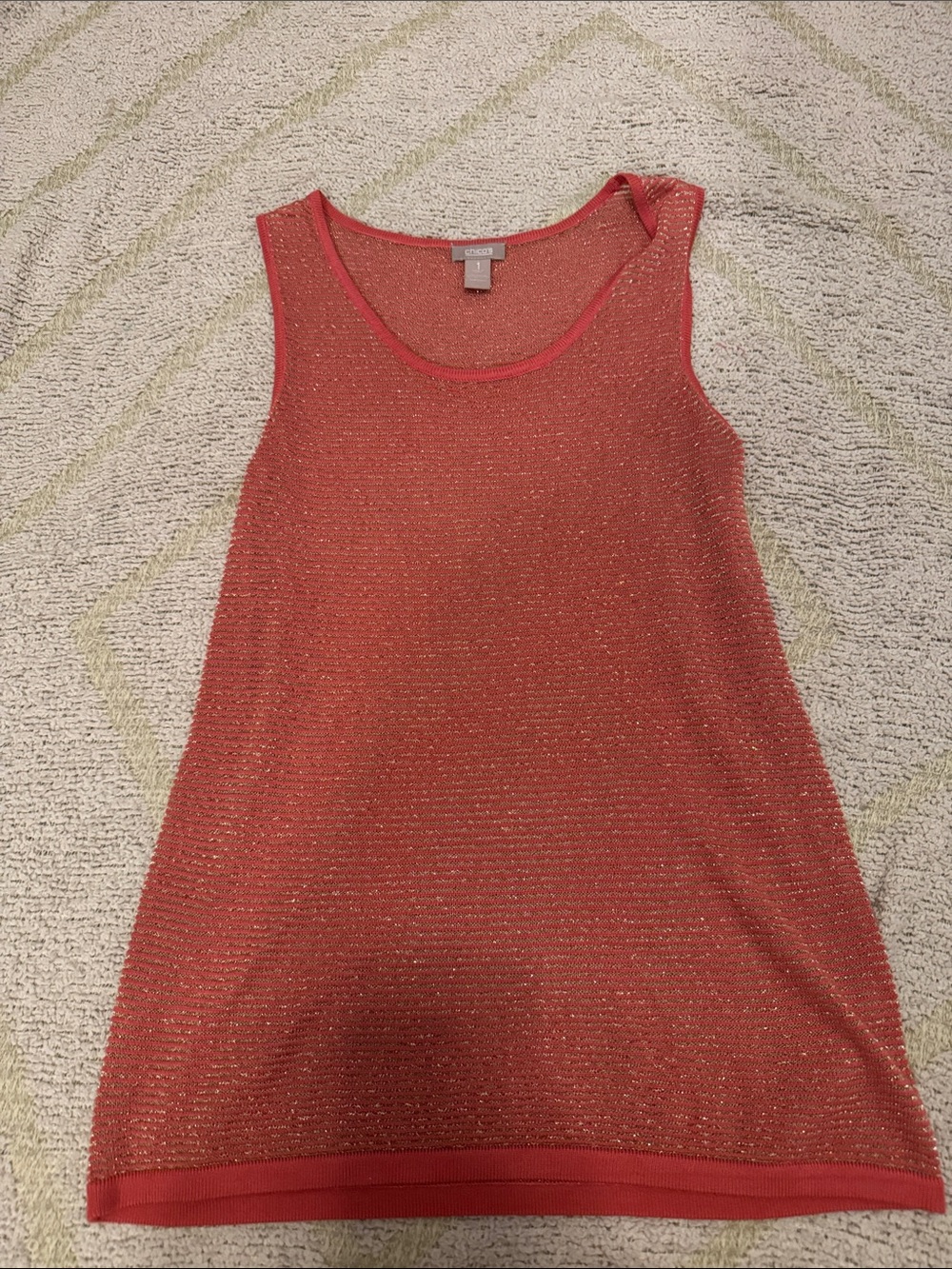 Chico’s 2 Piece Sweater Set Metallic Coral Open Cardigan Tank Size 1 - Picture 3 of 6